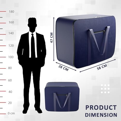 Kuber Industries Pack of 3 Storage Bag | Clothes Storage Bag | Rexine Underbed Storage Bag | Wardrobe Organizer for Blanket-Comforters | Foldable Attachi Bag with Handle | Large | Navy Blue - Image 3