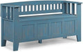 SIMPLIHOME Acadian 48" Wide Solid Wood Storage Bench in Coastal Blue by SimpliHome