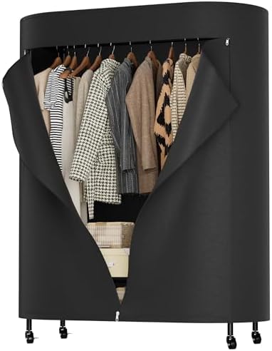 BACEKOLL Clothes Rack with Cover Heavy Duty Rolling Portable Closet 380LBS by BACEKOLL
