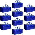 HealSmart 10 Pack Extra Large Moving Bags with Zippers & Carrying Handles, Heavy-Duty Storage Tote Moving Boxes for Dorm Room Essentials Storage Bags, Blue by HealSmart