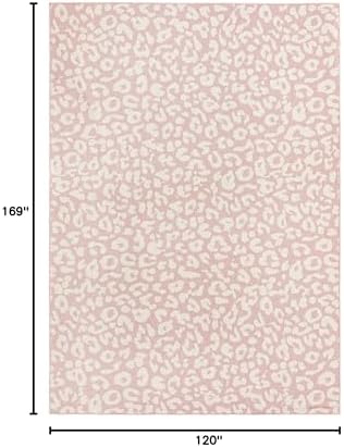 Unique Loom Outdoor Safari Collection Area Rug - Leopard (10' x 14' 1" Rectangle, Pink Ivory/Ivory) - Image 2