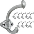Dseap Cast Iron Wall Hooks, Heavy Duty Coat Hooks, Rustic Vintage Farmhouse Hook for Hanging Winter Coats Jackets Towels Hats Bags Plants, Silver, Pack of 10 (ShldCast) by Dseap