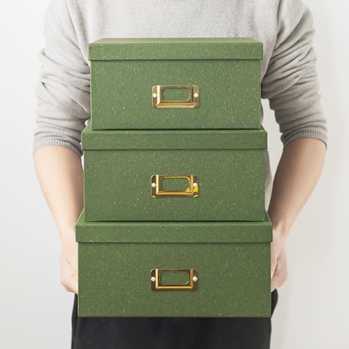 Soul & Lane - Green Decorative Memory Storage Boxes with Lids, Set of 3 - Image 4
