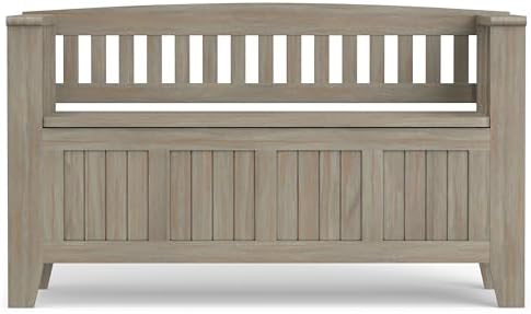 SIMPLIHOME Acadian 48" Wide Solid Wood Storage Bench in Distressed Grey - Image 6
