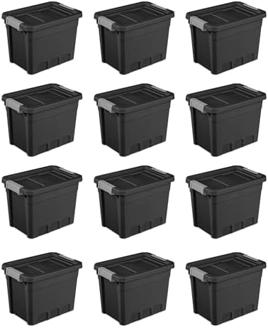 Sterilite Stacker Tote with Latching Lids for Garage, 7.5 Gallon, 12-Pack by Sterilite