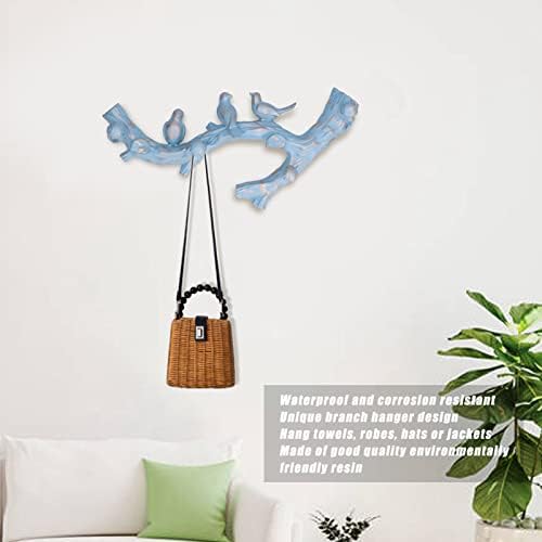 Birds On Branch Hanger Rack, Birds On Tree Branch Decor Wall Mounted Coat Rack with Hooks Decorative Wall Mount Keys Bags Rack for Keys Towels(S) - Image 2