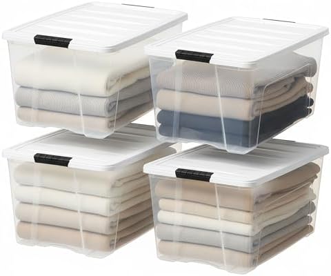 IRIS USA 72 Qt Storage Bins with Lids, 4 Pack, BPA-Free, Clear/White - Image 2