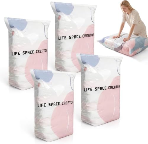 No-Pump Vacuum Storage Bags, Cube Compression Space Saver Bags, Upgrade Large Storage Compression Bags Press & Seal, For Clothes,Bedding Comforters, Blankets (5pcs, large size) - Image 2