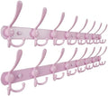 Dseap Coat Rack Wall Mount - 38” Long 10-Tri-Hooks Heavy Duty Coat Hanger Rail Wall Hooks for Hanging Coats Hats Clothing Clothes Purse Mudroom Entryway, Pink, Pack of 2 by Dseap