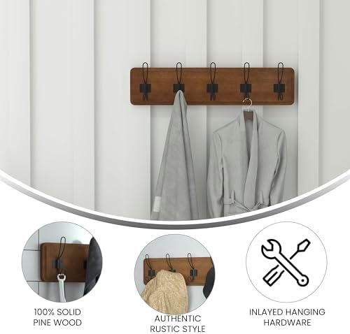 Flash Furniture 24" Wall Mounted Storage Rack, Rustic Brown - Image 3