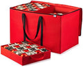 ZOBER Christmas Ornament Storage Box - Stores 200 3" Ornaments with Individual Trays - Tear Proof 600D Oxford Fabric - ornament organizer storage box (Red, 200-3" Ornaments) by ZOBER