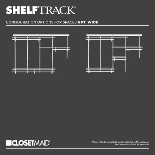 ClosetMaid ShelfTrack Wire Closet Organizer System, Adjustable from 5 to 8 Ft., With Shelves, Clothes Rods, Hardware, Durable Steel, White - Image 5