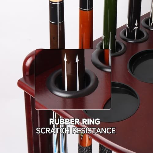 GSE Billiards Pool Cue Racks with Score Counters Hold 10 Cues, Mahogany - Image 5