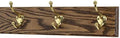 Solid Oak Coat Rack with Solid Brass Hat and Coat Style Hooks - Made in The USA (Walnut, 15" x 3.5" with 3 Hooks) by PEG+AND+RAIL