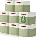 Uiifan 8 Pack 12 x 12 x 12 Inch Large Storage Baskets Collapsible Fabric Storage Cubes Bins with Handles for Shelves Closets Nursery Home Clothes Toys Organizers, Green by Uiifan