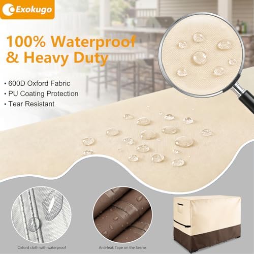 Outdoor bar cover 5 Pieces Patio Dining Set Covers,Beige&Brown - Image 4