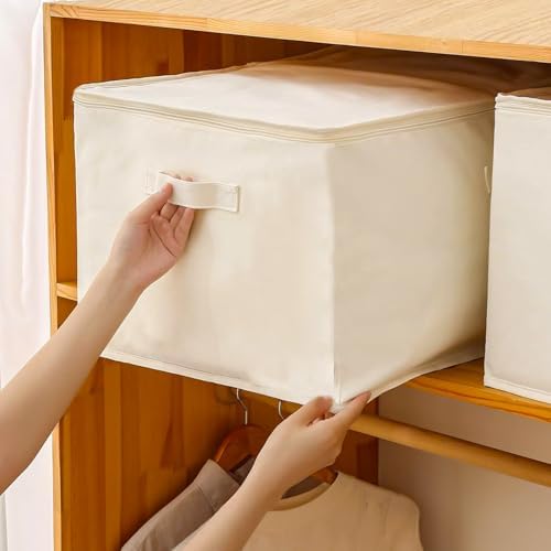 Cotton Canvas Zippered Sweater Bag | Storage Bag for Closets and Under the Bed - Set of 5 (17" L x 14" W x 7" H) Garment Storage Bags for Clothes, Sweaters and More - Image 5