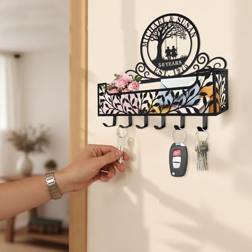 Personalized Metal Family Name Key and Mail Holder, Wall Mount Entryway Organizer with Hooks, Custom Key Rack for Kitchen, Bathroom, and Home Storage - Image 6