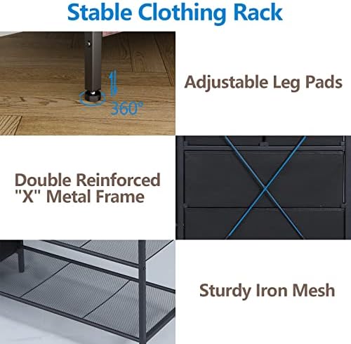 Heavy Duty Clothing Rack with 5 Drawers & 4 Storage Shelves, 2 Hanging Rods - Image 5