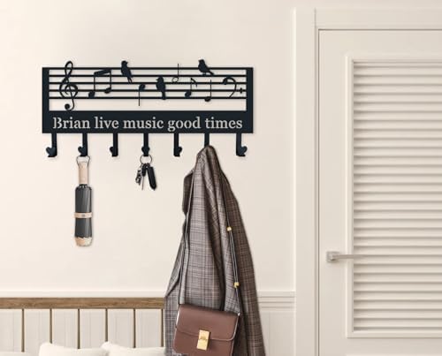 Key Holder for Wall, Custom Musical Notes Coat Keychain, Personalized Music Notes Coat Rack for Wall, Symbols Bird Art, Music Lover Gifts - Image 2