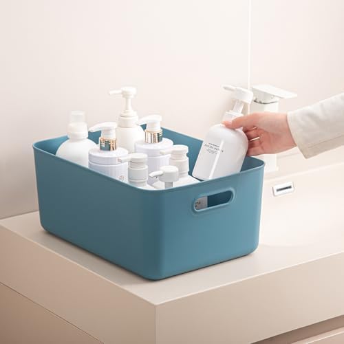 Plastic Storage Bins with lids,Storage Baskets,Container with handle,Storage Organizer Bins for Shelves,Office,Bedrooms,Closets, Cabinets(Blue, 3M) - Image 7