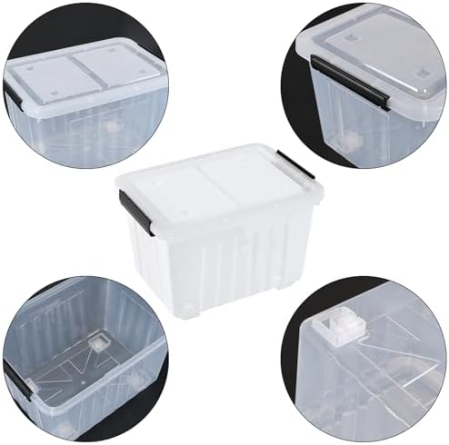 4 Packs 30 L Plastic Latch Storage Box, Clear Bin with Lid and Wheels - Image 3