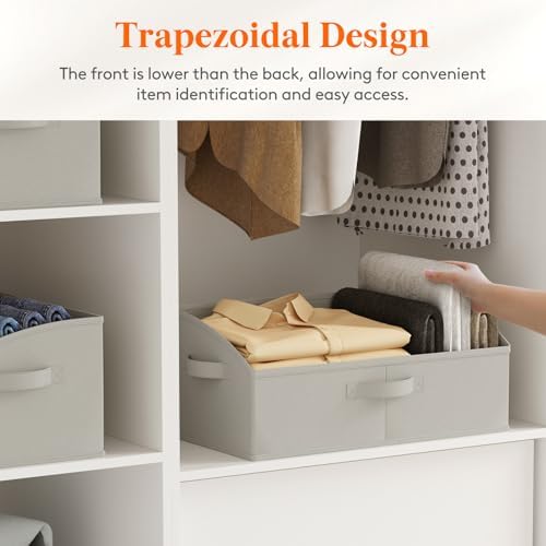 Lifewit Trapezoid Closet Storage Bin for Shelf, 6 Packs 23L, Light Gray - Image 3