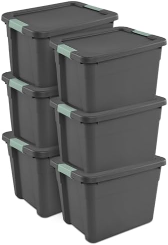 Sterilite Latch Tote Storage with Lids for Home & Office, 12 Gallon, 6-Pack by Sterilite