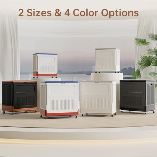 HAIXIN 130QT Large Retro-style Storage Bin with Lid and Wheels, Black-Brown - Image 6