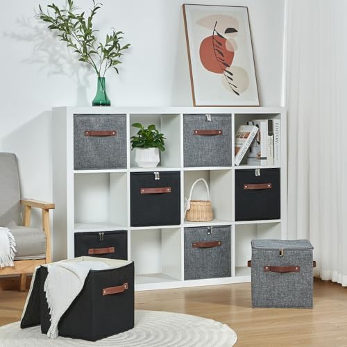 4PCS Storage Cubes with Lids Cotton Linen Fabric Bins Boxes - Image 6