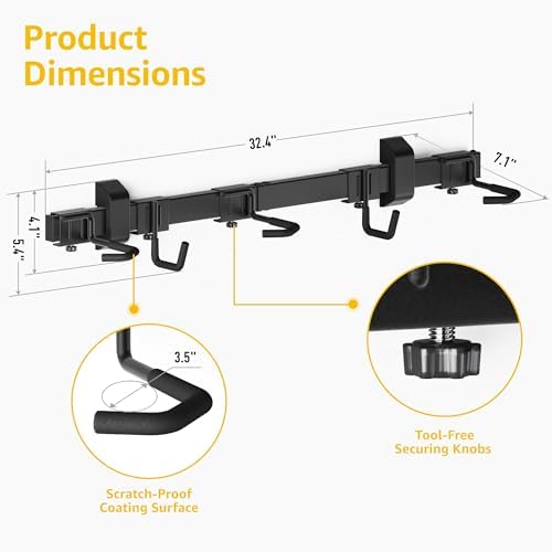 monTEK Enhanced Bike Storage Rack,Adjustable 3-Bike and 2-Helmet Hangers - Image 6