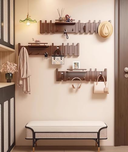 Wall Mounted Piano Key Hanger | Flip Style Hook | Entrance wall Art Hook, Made of Oak Wood (3 Times Painted, 4 Times Polished) (Fence Beech, 6Hooks) - Image 7