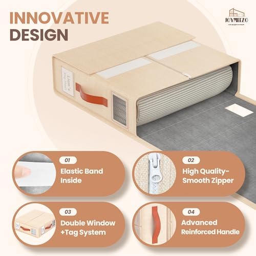 Bed Sheet Organizers, Foldable Linen Closet Storage, 6 Pack, Beige - Image 5