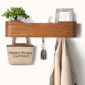 Coat Rack Wall Mount with Hidden Hooks Modern Key Holder Wood Entryway Hook with Shelf for Bedroom Kitchen Hallway Bathroom Designed for Hanging Coats Hats Bags Towel Dog Leashe(Walnut,4 Hooks) by Jadoxy