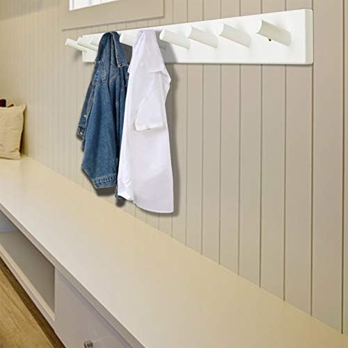 Dseap Coat Rack Wall Mounted - 10 Peg Hooks, 38-1/4" Long, Heavy Duty Wall Coat Hanger Coat Hook for Clothes Hat Jacket Clothing, White - Image 4