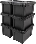 IRIS USA 6-Pack 5 Gal Heavy Duty Lockable Storage Totes with lids, Black by IRISUSA