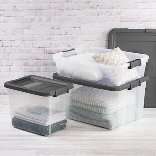 Sterilite 18-Pack Modular Stacker Box, Durable Clear Plastic Storage Bins with Latching Lids, 16 Quart - Stackable Organizing Container Boxes for Closet, Bathroom, and Office - Image 6