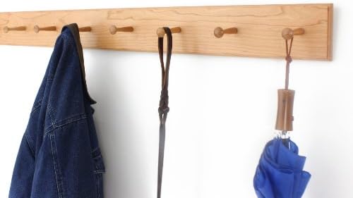 Cherry Shaker Peg Rack 4.5" Extra Wide (Natural, 41" x 4.5" with 7 pegs) - Image 2