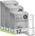 Vacuum Storage Bags with Rechargeable Pump for Travel, 12 Combo Set by EOMTAM