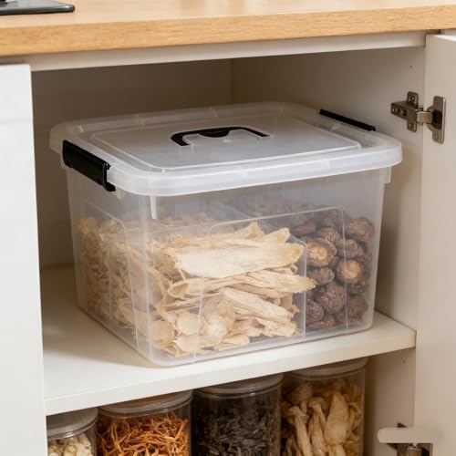 Zopnny 4-Pack Latching Storage Bins, Stackable Plastic Boxes, 10 L, Clear - Image 5