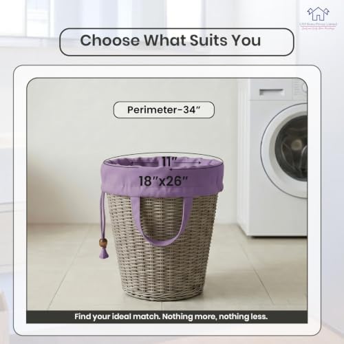 LFH Home Cotton Rich Large Premium Canvas Laundry Bag, Heavy Duty Washable Laundry Hamper with Drawstring & Handles, Multi-Use Clothes Storage for Home, Travel & College 18"x26" (Pack of 4) - Lavender - Image 2