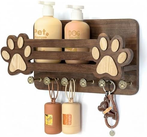 MTERSN Dog Leash Holder for Wall with Mail Holder for Pet Lovers,Dark Brown by MTERSN