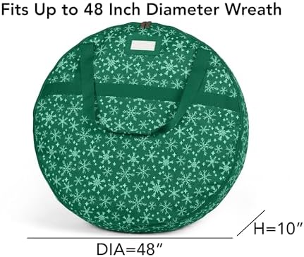 Covermates Wreath Storage Bag, 48" Diameter x 10" H, Green Snowflake - Image 3