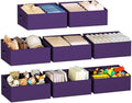 DIMJ Large Closet Shelf Organizer Bins 8 Packs with Handles and Divider, Fabric Trapezoid Storage Baskets, Foldable Clothes Containers Box for Shelf, Towel, Book, Toy, Purse, Hats, Purple by DiMJ
