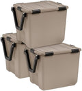 IRIS USA 3-Pack 106 Qt Storage Bins with Gasket Lids, Tan by IRISUSA