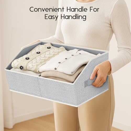 Homsorout Large Closet Organizers and Storage Bins - 8 Pack Trapezoid Storage Baskets for Shelves, Foldable Fabric Baskets with Handles Ideal for Closet, Basket, Wardrobe and Shelf Storage, Light Grey - Image 5