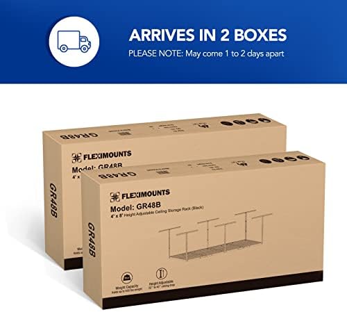 FLEXIMOUNTS 4x8 Overhead Garage Ceiling Storage Rack, 2 Pack, Black - Image 2