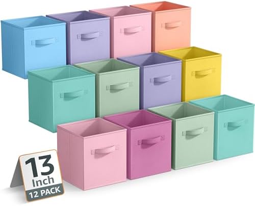 Sorbus Fabric Storage Cubes, 12 Pack (13 Inch, Cool Pastels) by Sorbus