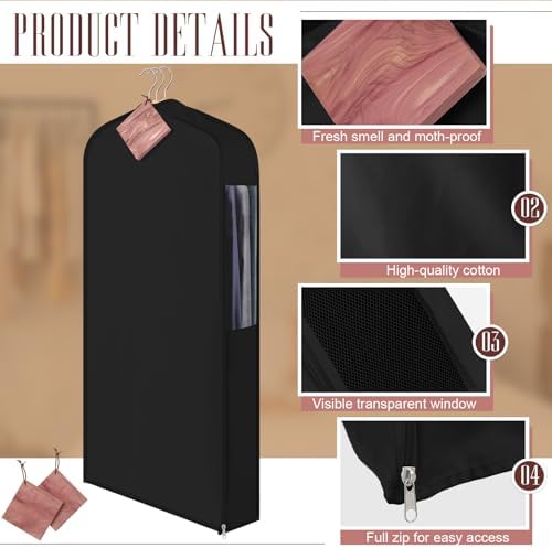 Briwooody Cotton Garment Bags, 2 Sets,Moth Protection,40 x 24 x 6 in, Black - Image 3
