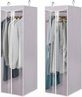 Garment Bags for Hanging Clothes Storage, Long Garment Cover with Zippered Clear Window for Closet Wardrobe Clothes Rack Organizer, Hanging Garment Bags for Dresses, Suits, 2 Pack, Gray by Unknown